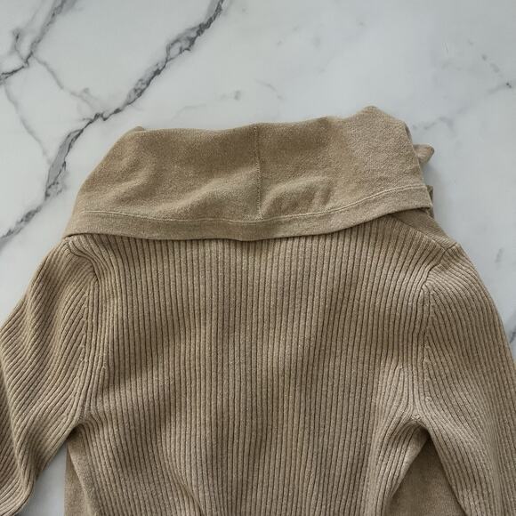 Theory Maritza Cashmere Cardigan Tan Draped Long Sweater Size S Quiet Luxury - Picture 8 of 10